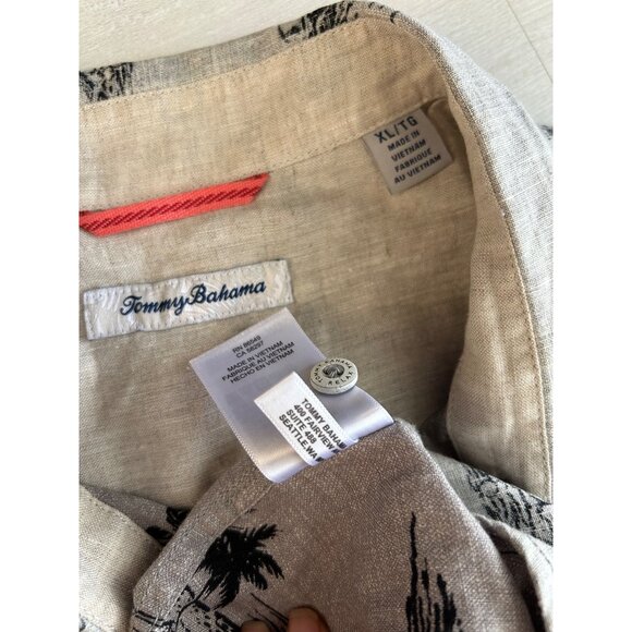 TOMMY BAHAMA Mens XL 100% Linen Short Sleeve Button Down Shirt - Picture 10 of 11